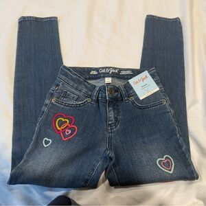 Cat & Jack Girls' Denim with Colorful Heart Embroidery